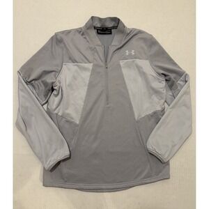 UNDER ARMOUR Mens Cold Gear Fleece 1/2 Half Zip Pull Over Shirt Sz Large L Gray